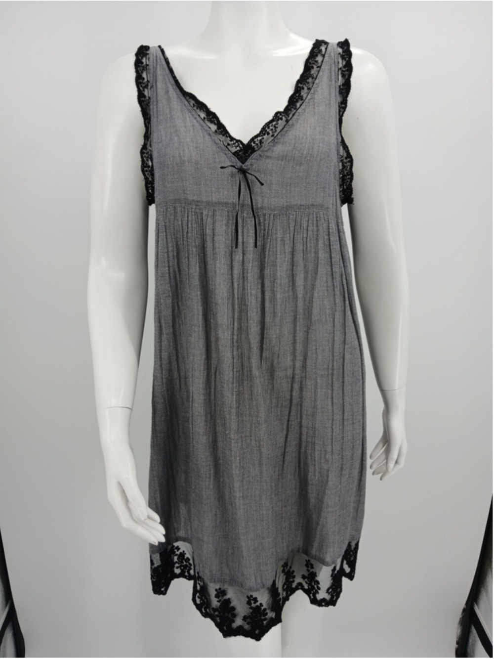 Twinset Simona Barbieri Womens Chemise Nightgown Size S Cotton Blend Gray Black